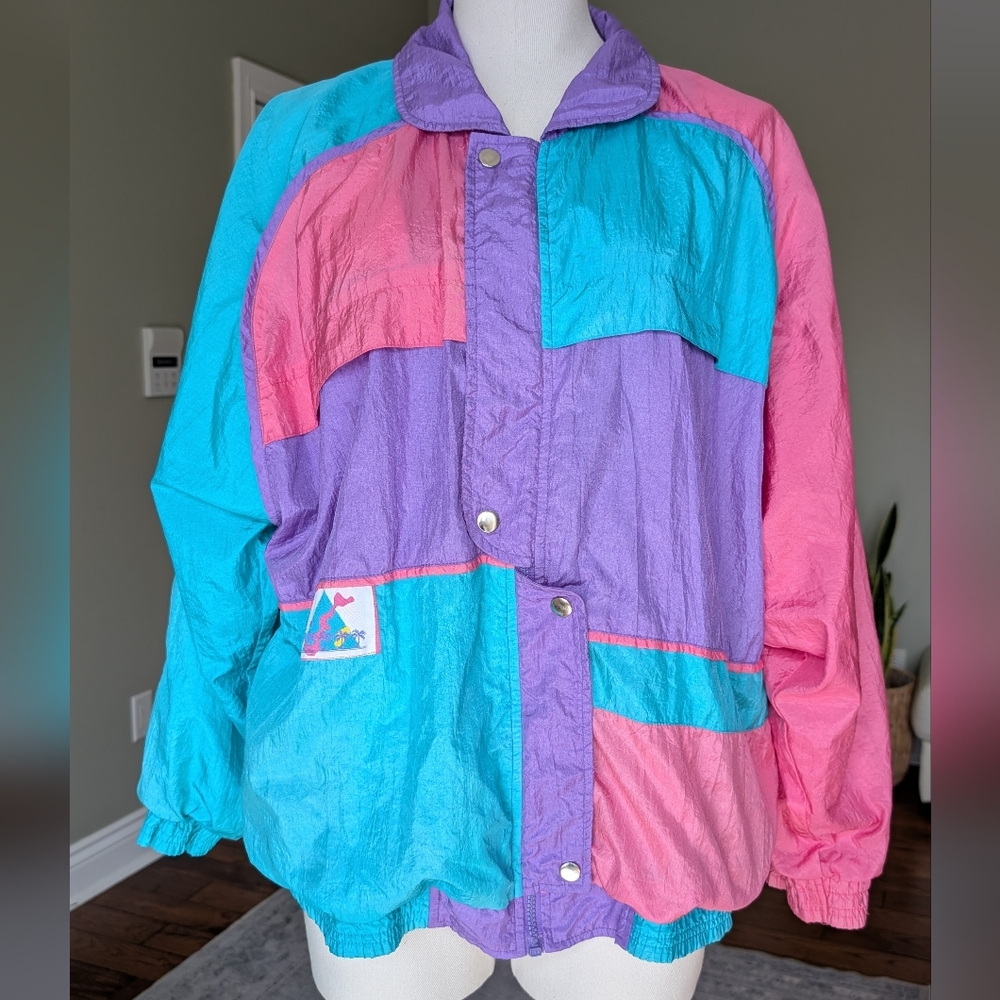 Vintage Casual Isle Women's 90s Tracksuit Colorblock Retro Windbreaker